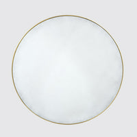Wall-mounted gilt mirror on light grey background.