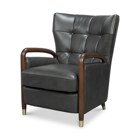 Mid-Century Modern Gray Leather Armchair