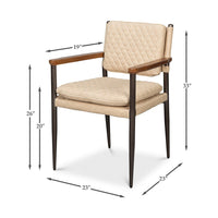 Mid-Century Modern chair with measurements labeled.