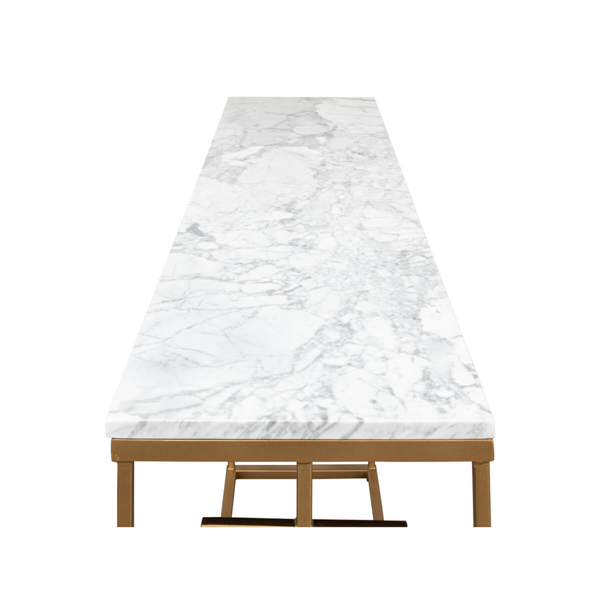 Console table, top view, textured marble surface details.