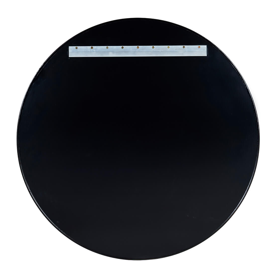 Back view of mid-century modern mirror with mounting bracket.