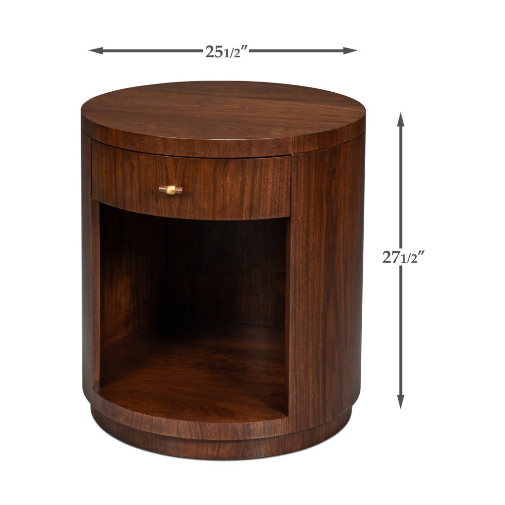Dimensions of round end table, mid-century modern design.