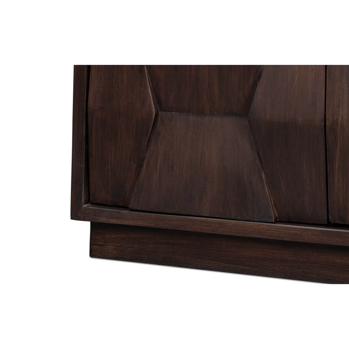 Bottom edge detail of dark wood sideboard