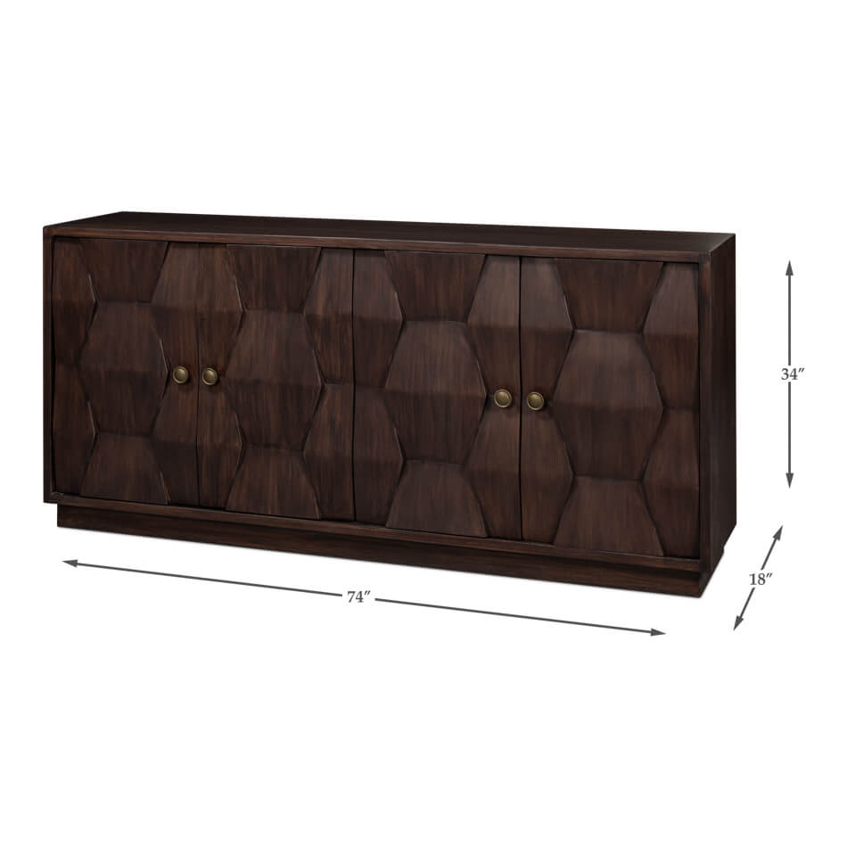 Dimensions of mid-century modern sideboard, front view