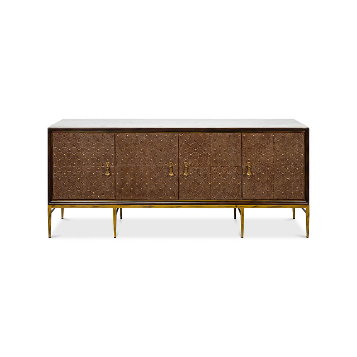 Front view of mid-century modern sideboard buffet.