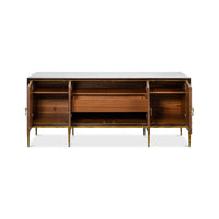 Sideboard open showing interior storage compartments.