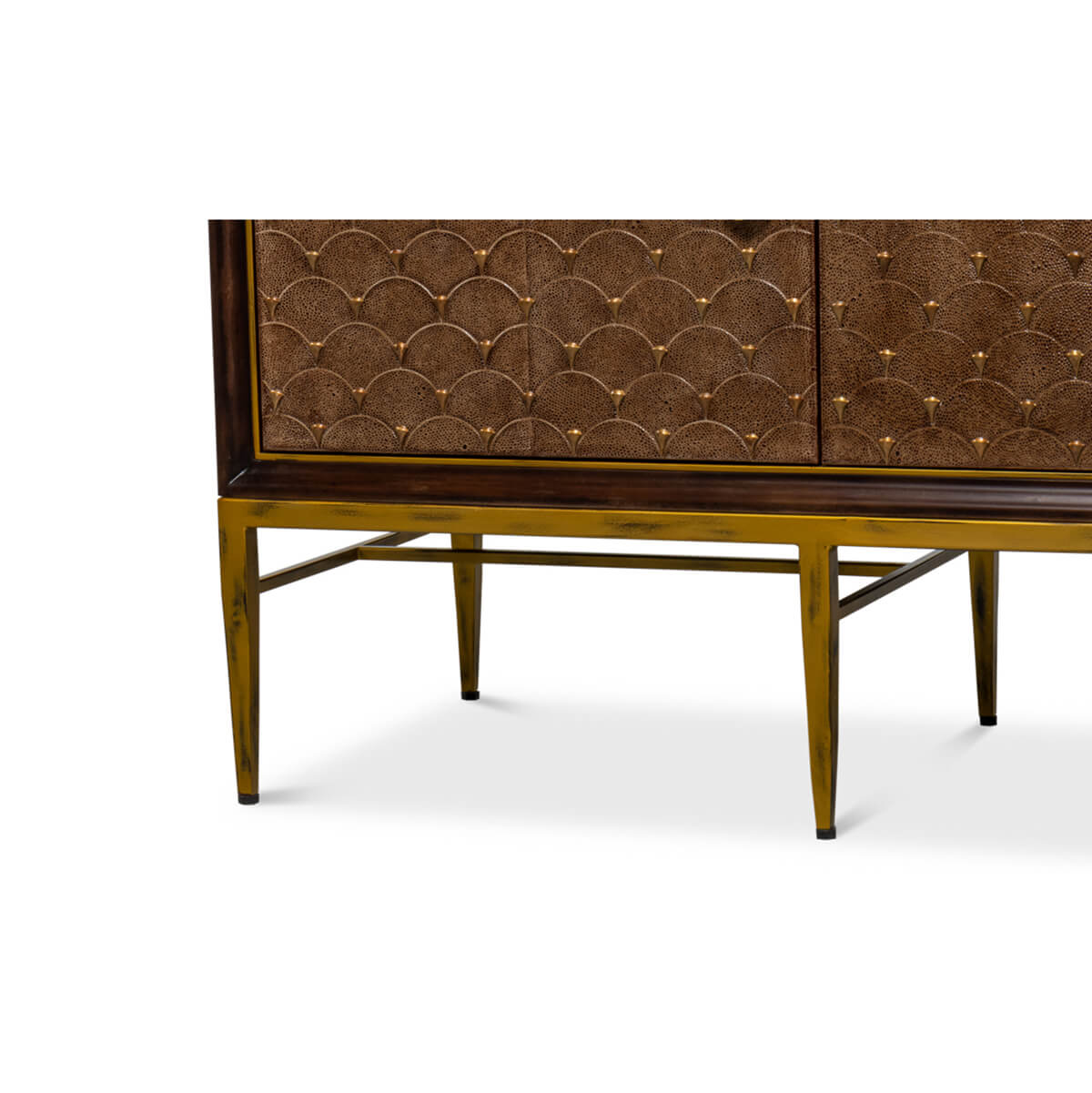 Close-up of sideboard leg and textured design.
