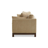 Side view of mid-century modern sofa in performance fabric.