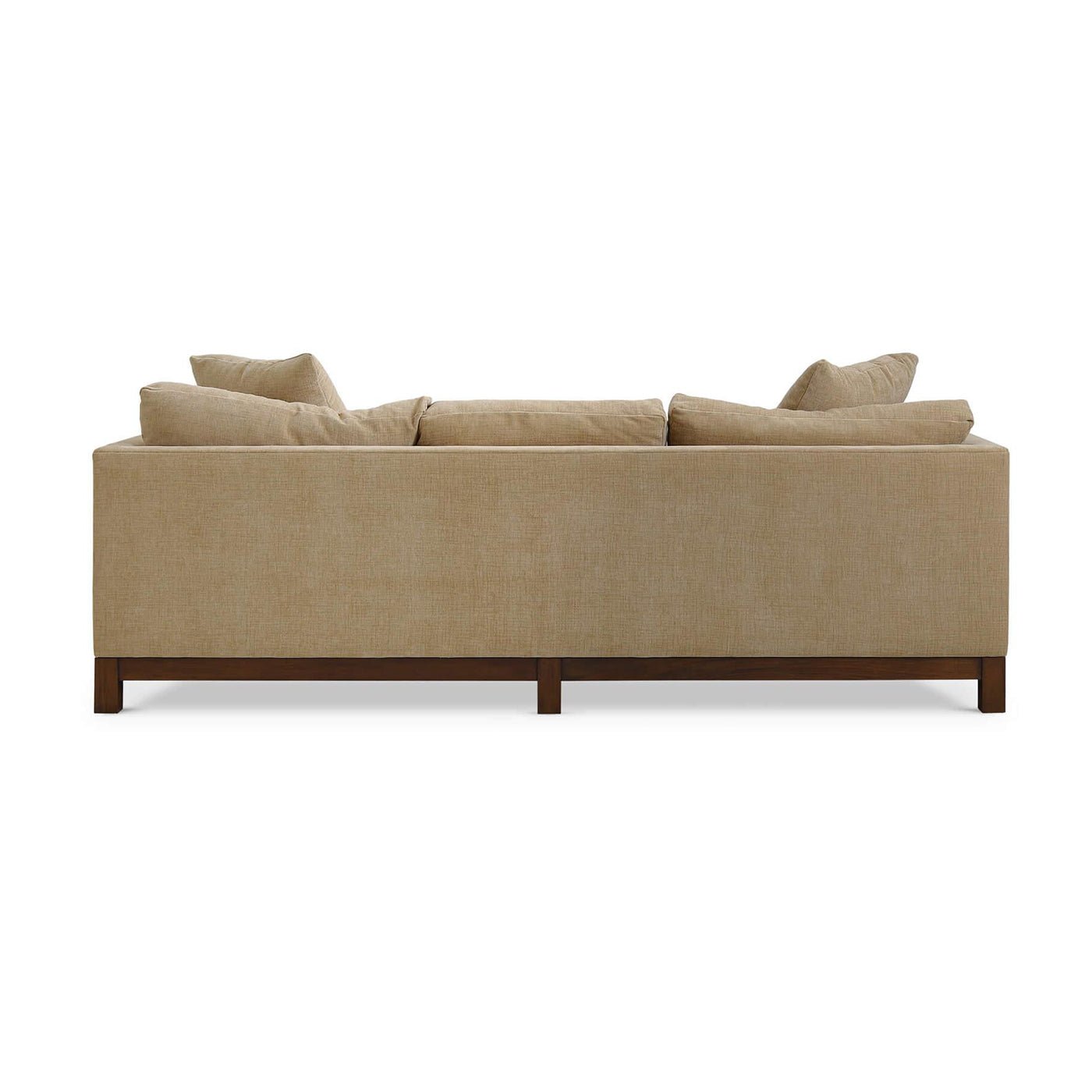 Back view of mid-century modern sofa, showing clean lines.