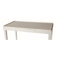 Top view of mid-century modern desk, drift white finish.