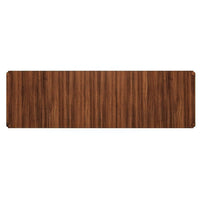 Top view of walnut dining table, elegant wood grain.