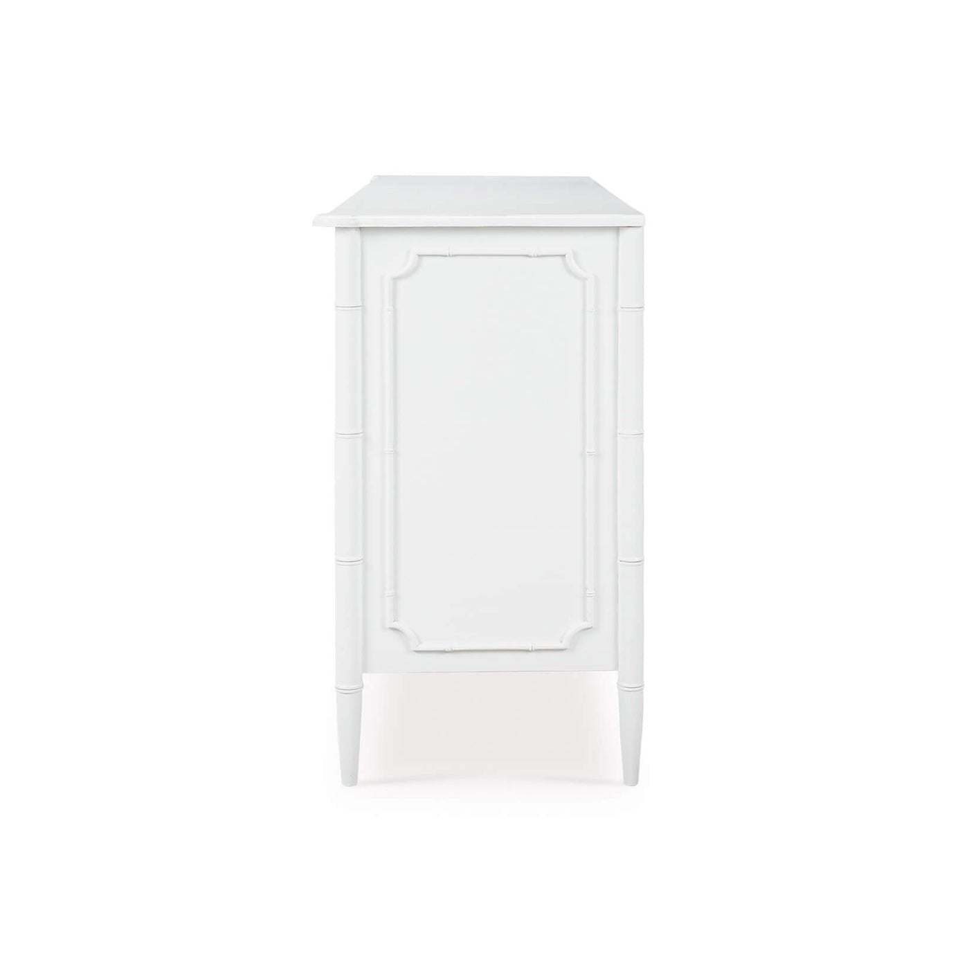 Side view of white painted dresser