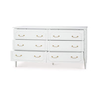 White painted dresser with open drawers