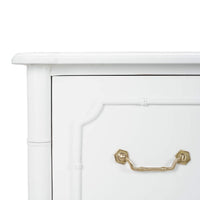 Close-up of white painted dresser corner detail