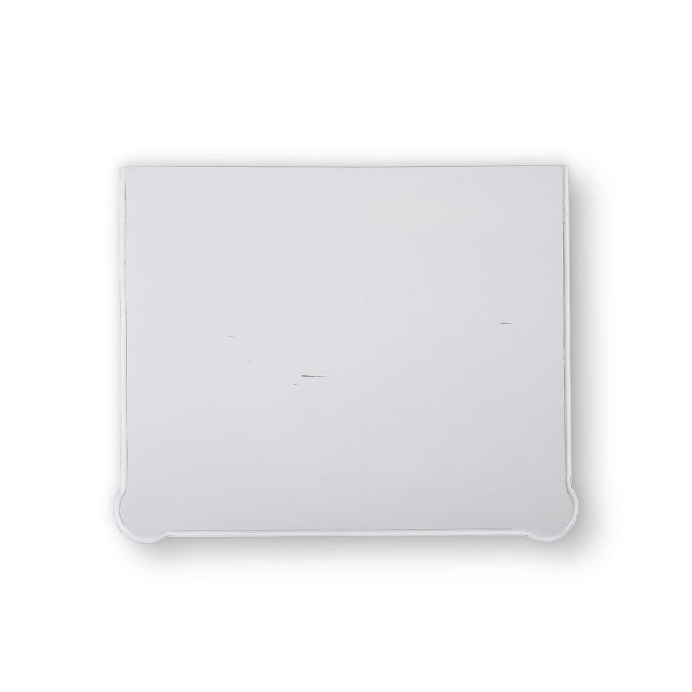 White end table top view, smooth wooden surface