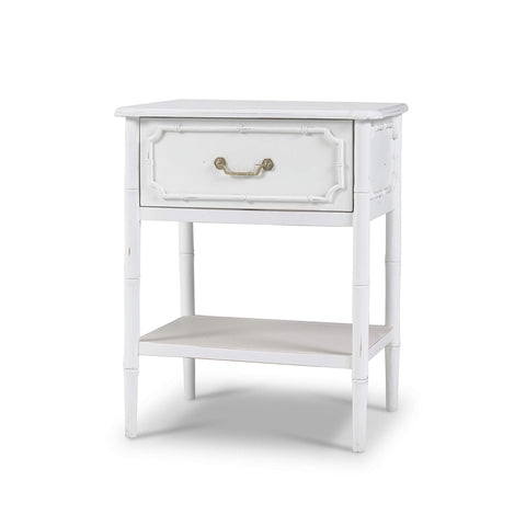 Mid Century Modern White Painted End Table
