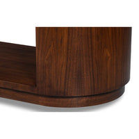 Close-up of console table base and side.