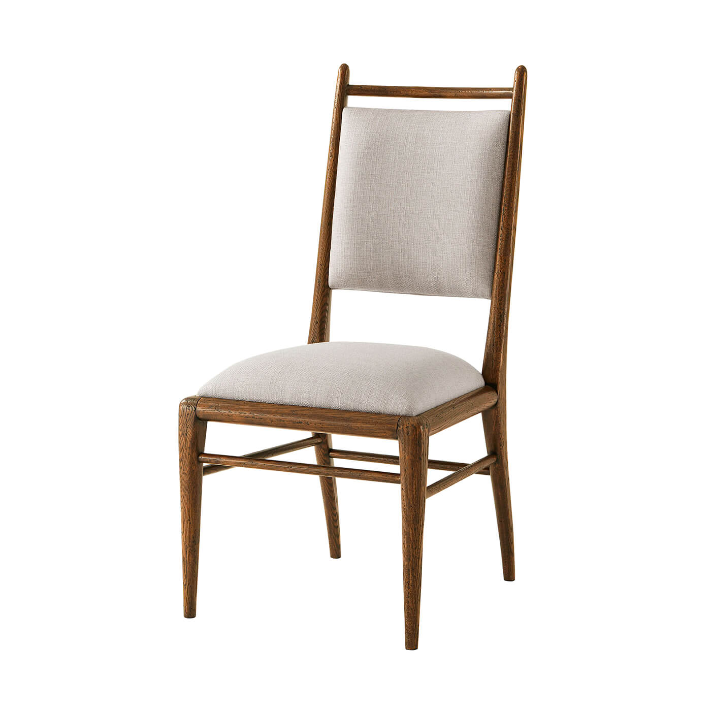 Mid-century oak dining chair front view.