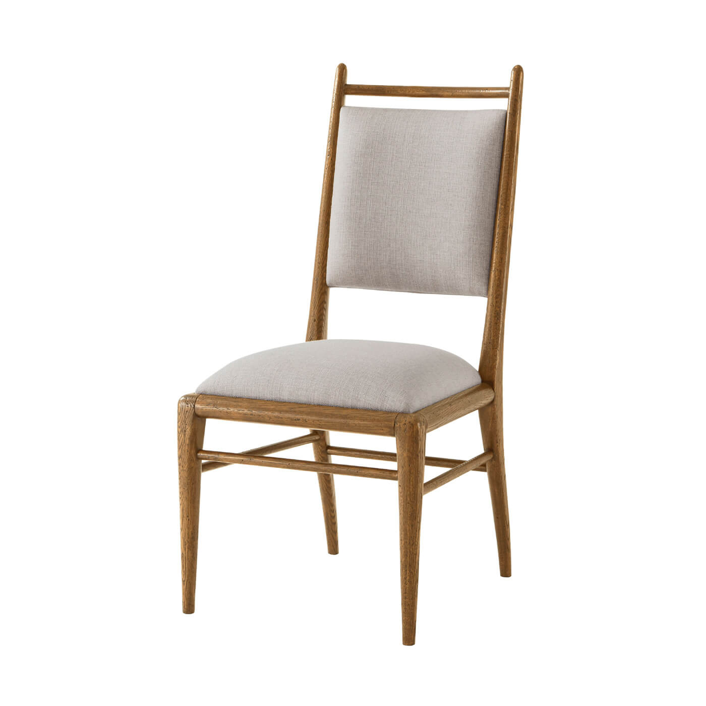Mid-century oak dining chair front view.