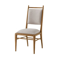 Mid-century oak dining chair front view.