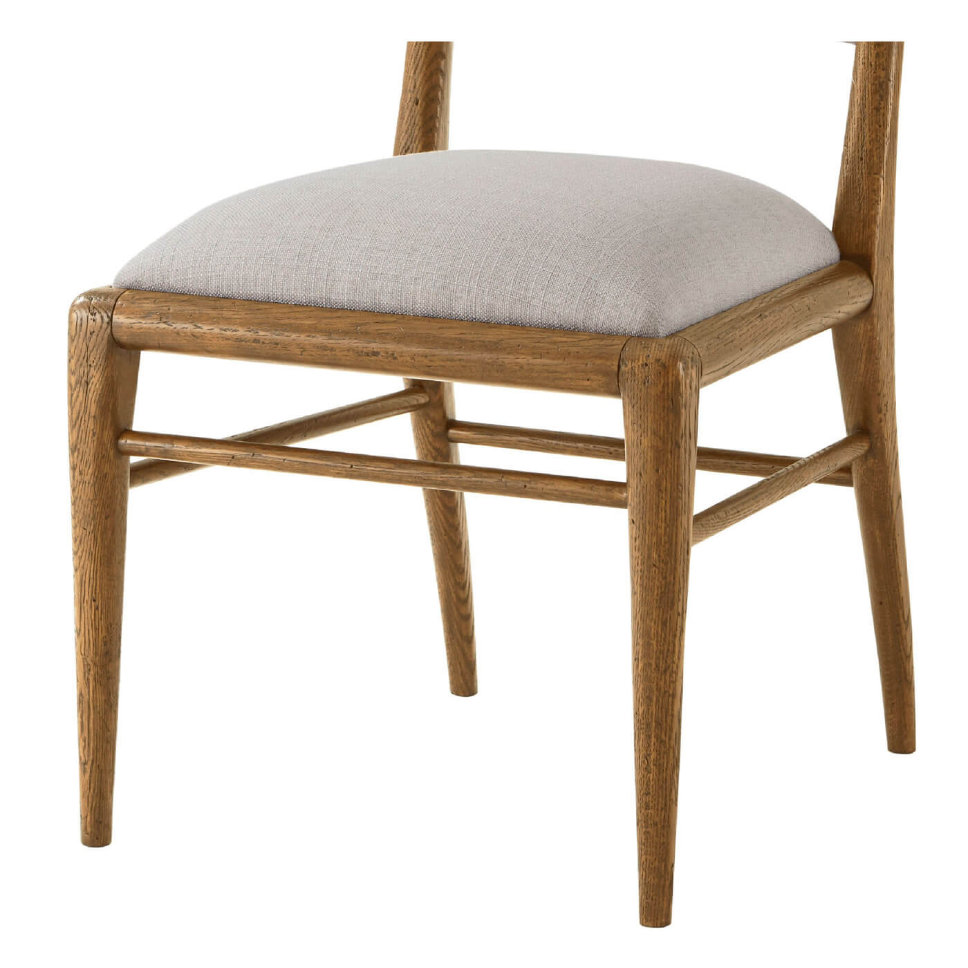 Close-up of oak chair seat.