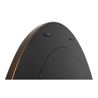 Back view of round purple mirror, hanging hardware visible.