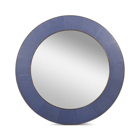 Mid Century Purple Round Leather Mirror