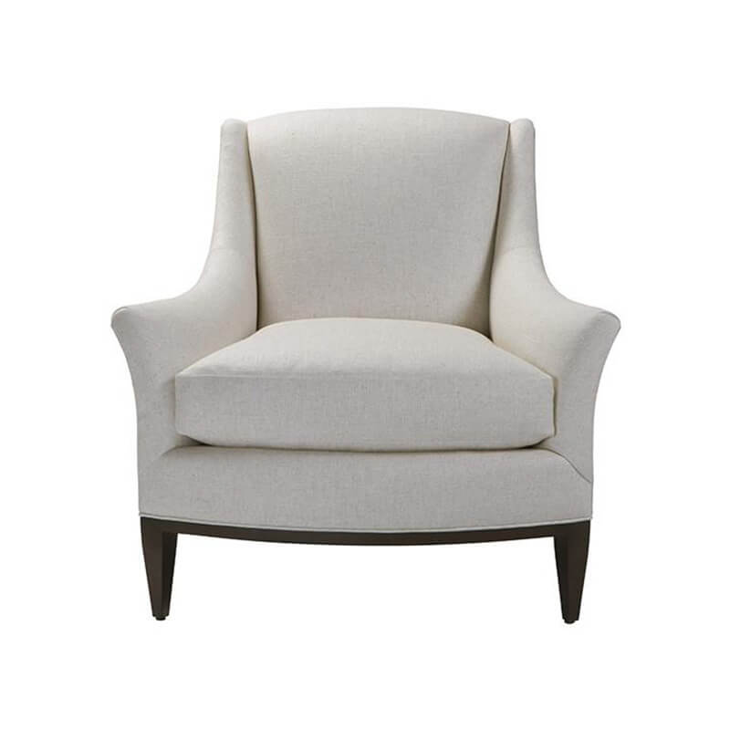 Beige fabric armchair front view modern design.