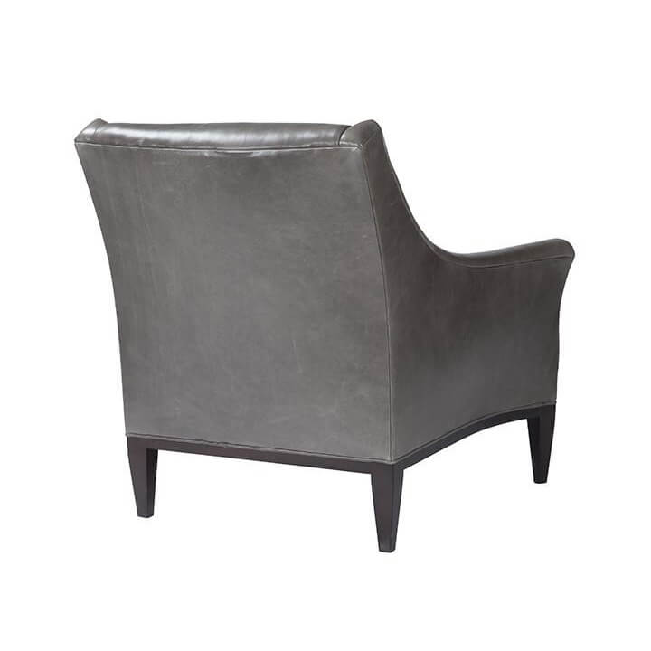 Gray leather armchair rear view contemporary style.