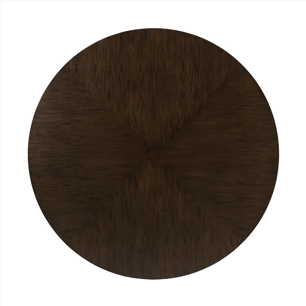 Dining table round top, overhead perspective.