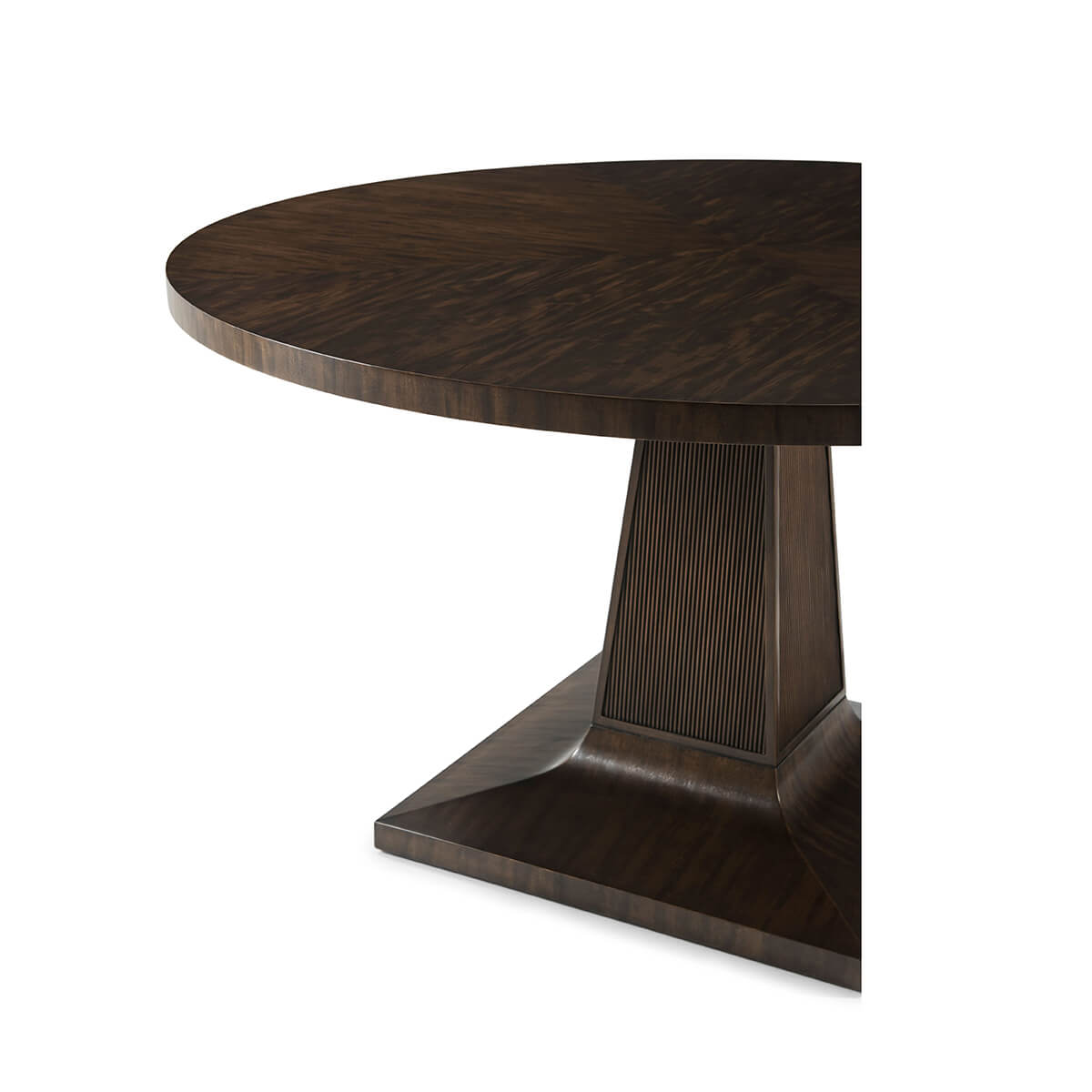 Mid-century dining table, corner detail, close-up.