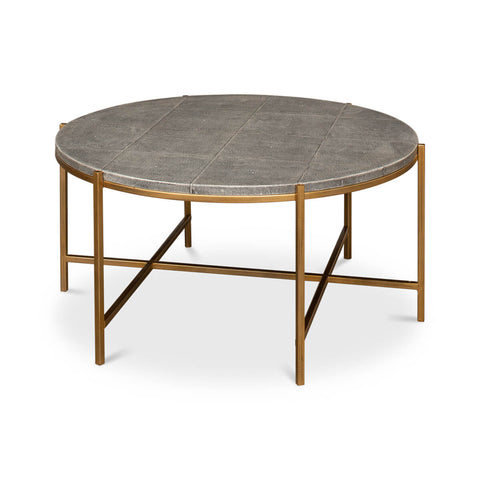 Mid Century Round Leather Cocktail Table