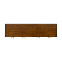 Top view of mid century sideboard, wooden surface.