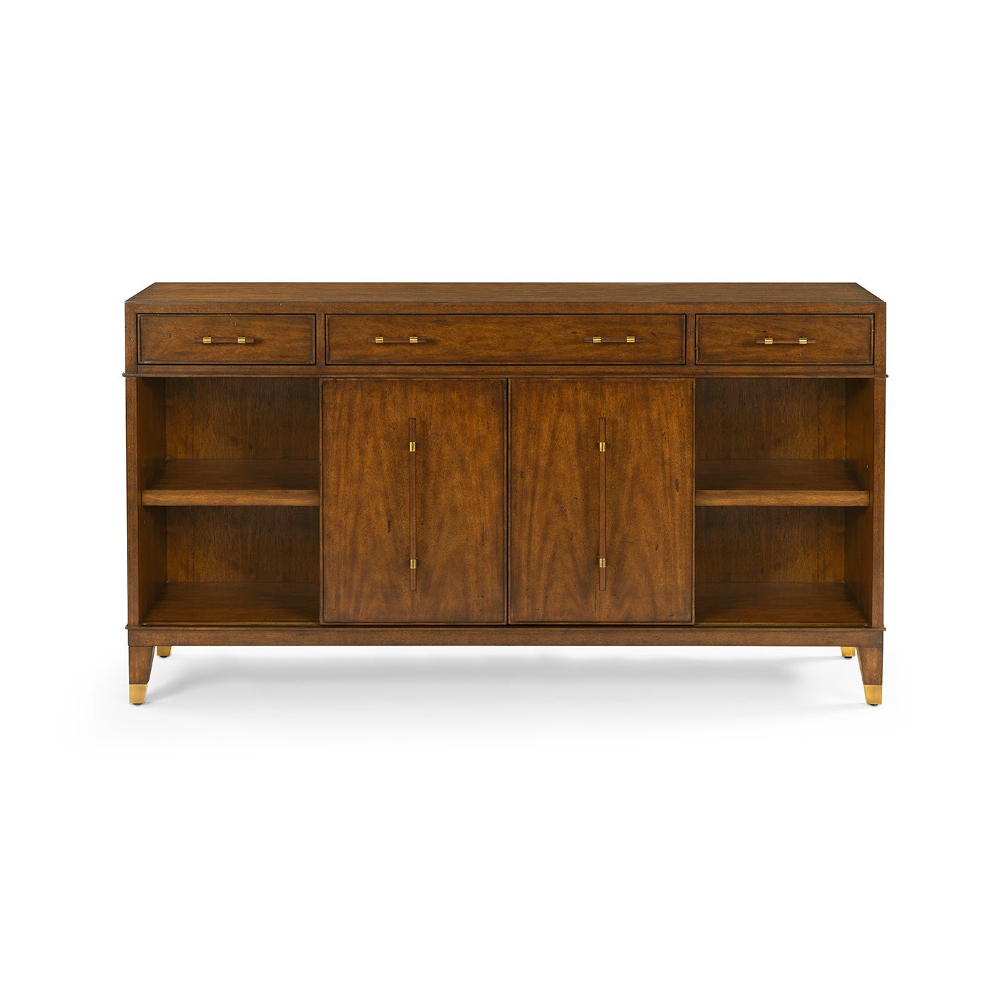 Mid century sideboard with doors open, front view.