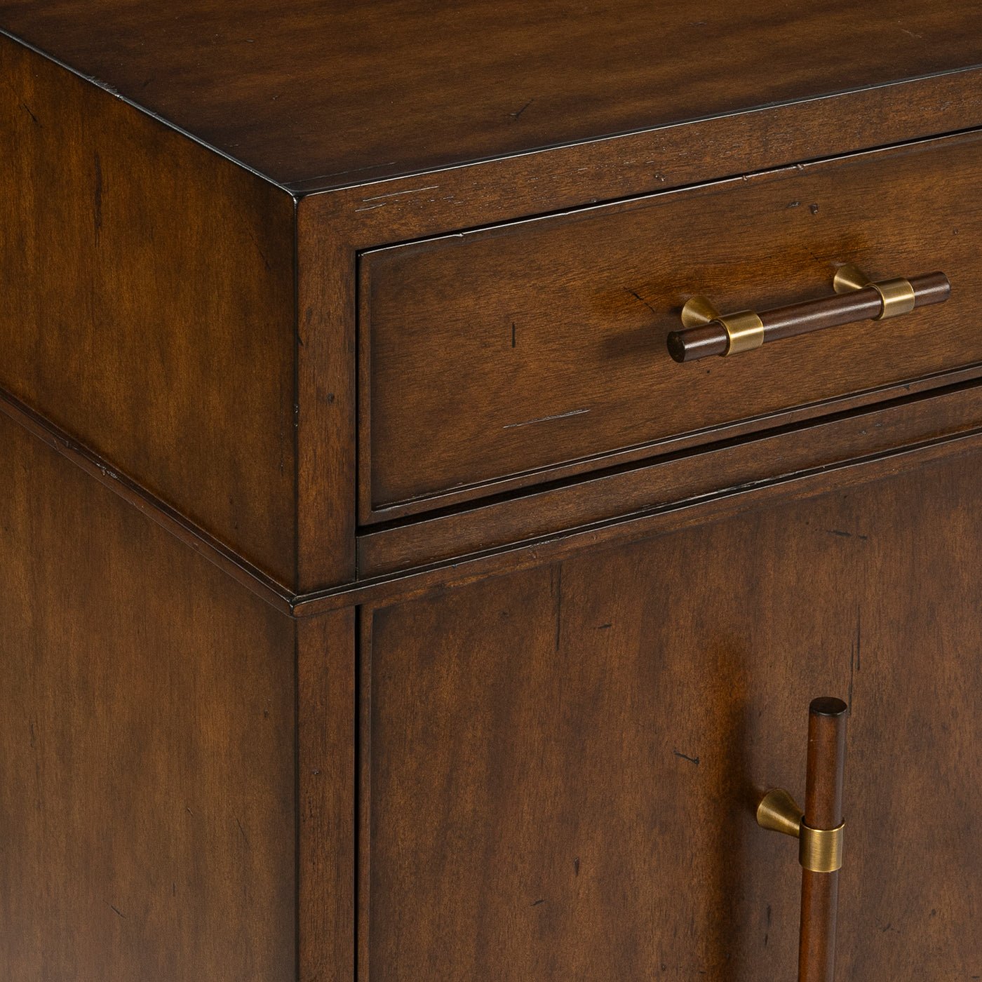 Corner detail of mid century sideboard, showing joint work.