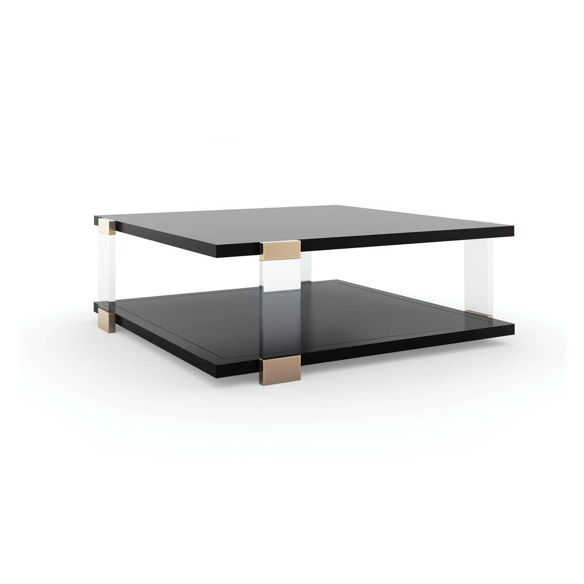 Stylish square coffee table with clear side view.