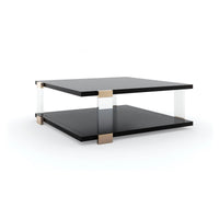 Stylish square coffee table with clear side view.