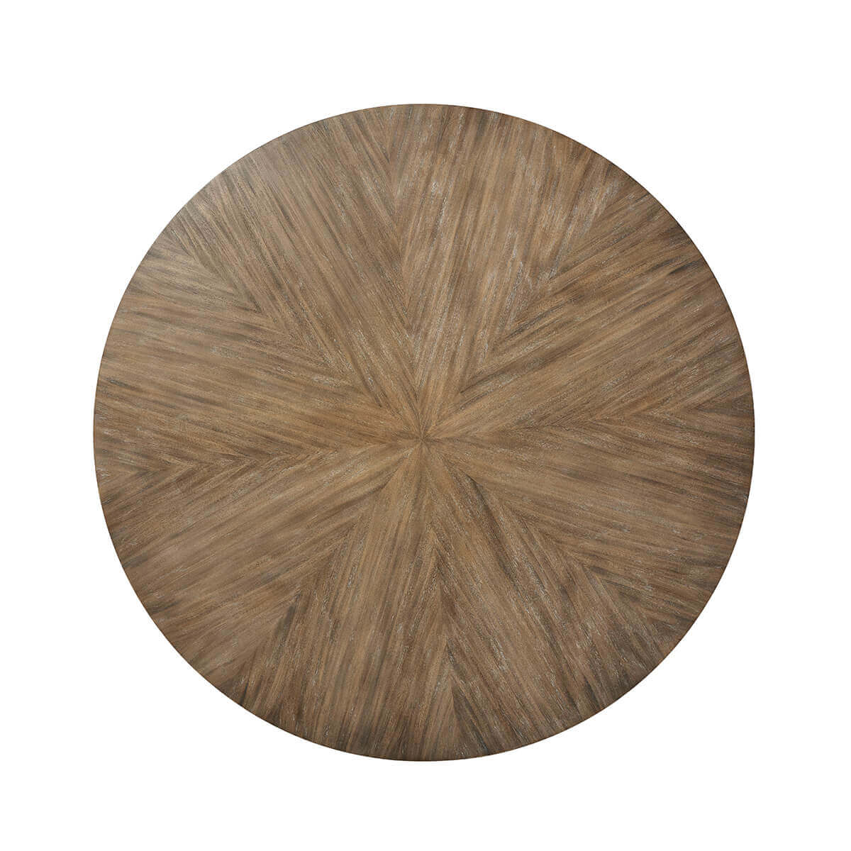 Top view of wood round dining table design.