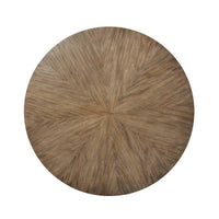 Top view of wood round dining table design.
