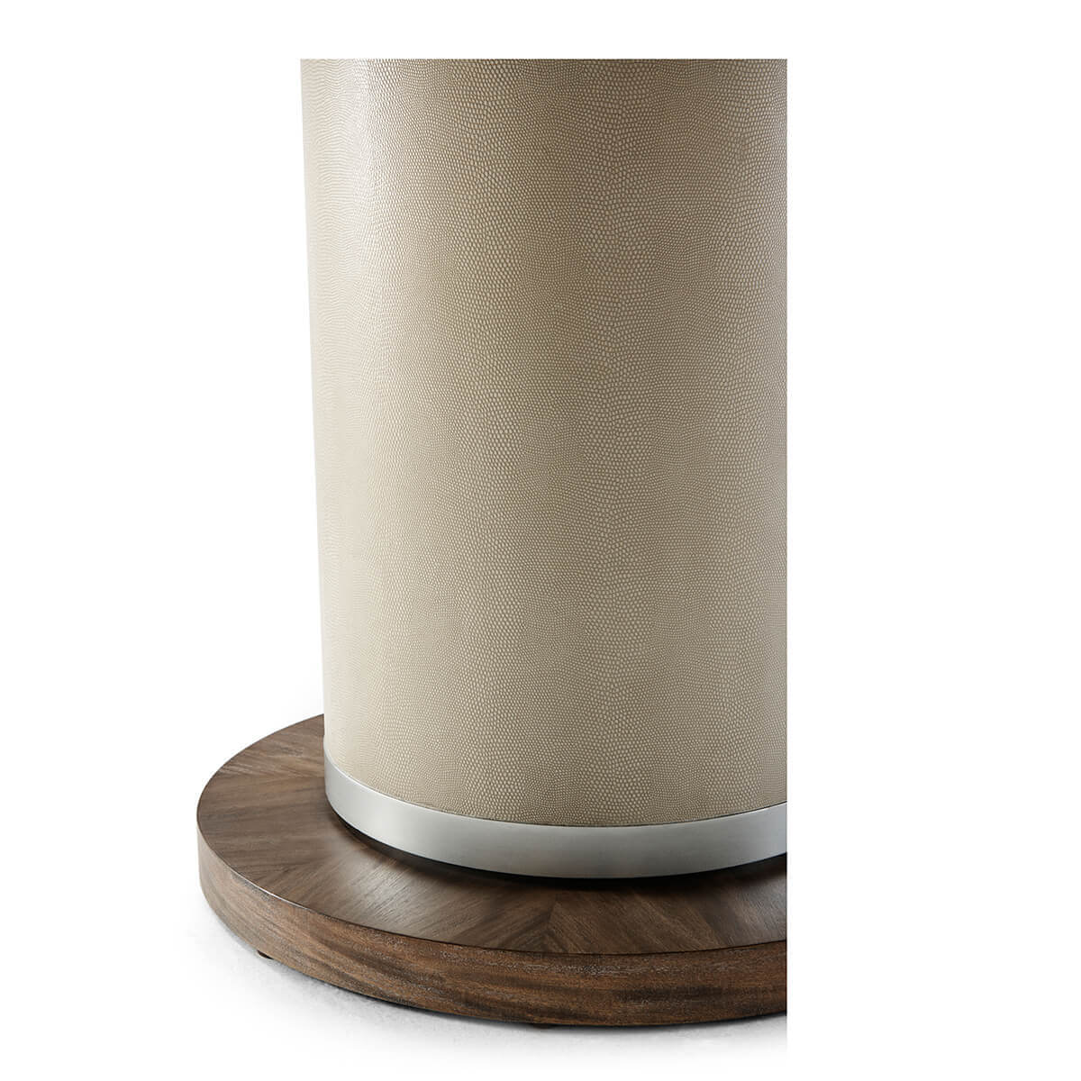 Close-up of dining table base detail.