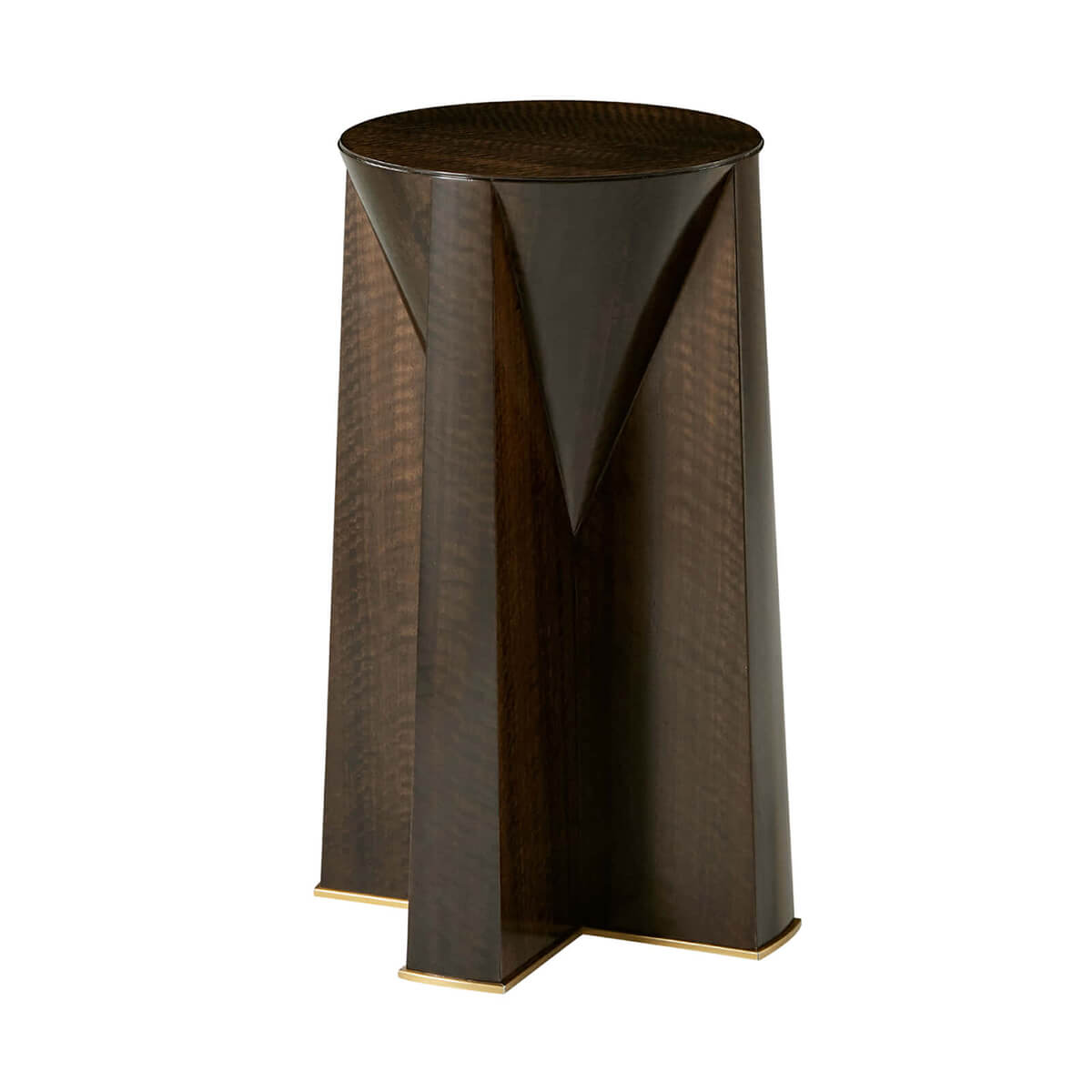 Mid century style accent table side view.