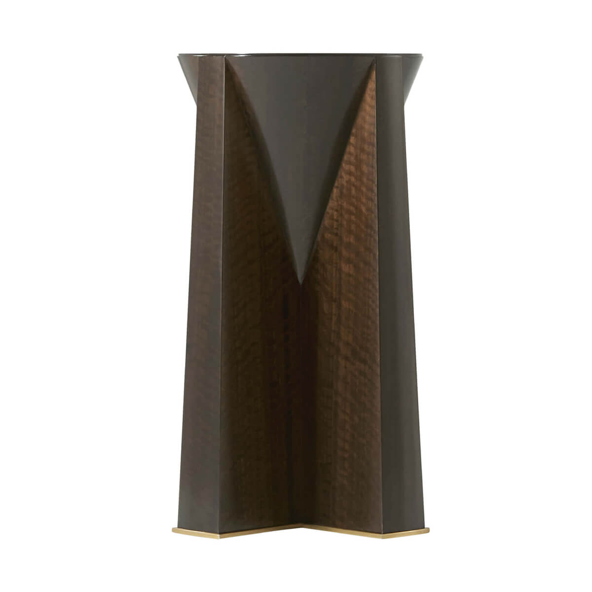 Mid century style accent table front view.