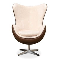 Front view of Mid Century egg chair, plush seat.