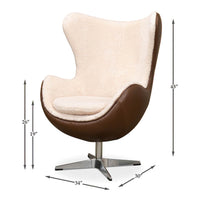Dimensions of Mid Century egg chair, height and width shown.