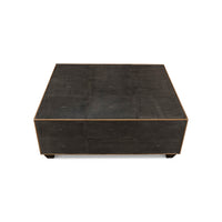 Back view of mid-century style leather cocktail table.