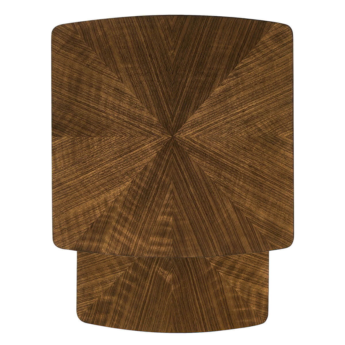Top view of wooden nesting tables, wood grain pattern.