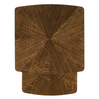 Top view of wooden nesting tables, wood grain pattern.