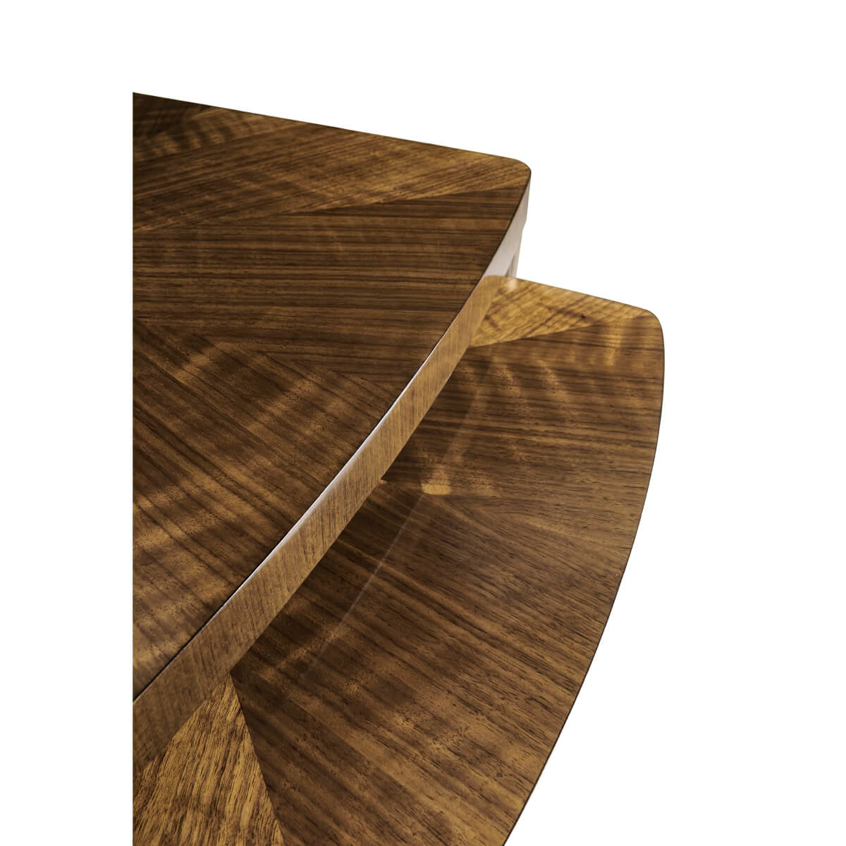 Close-up of wooden table surfaces, intricate wood grain.