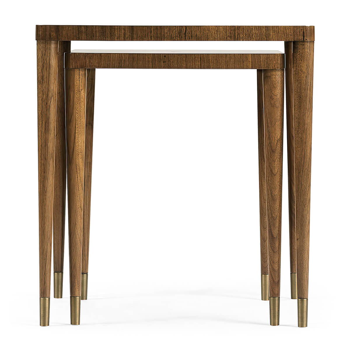 Side view of wooden nesting tables, elegant design.