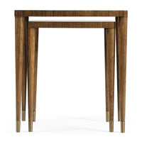 Side view of wooden nesting tables, elegant design.